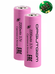 Аккумулятор 18650 с защитой, 2200мАч, 2шт Орбита